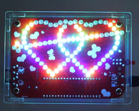 DIY Music Colorful RGB LED Flashing Light with Acrylic Case, Double Heart-shaped LED Light Electronic Kits for Valentine's Birthday Gift